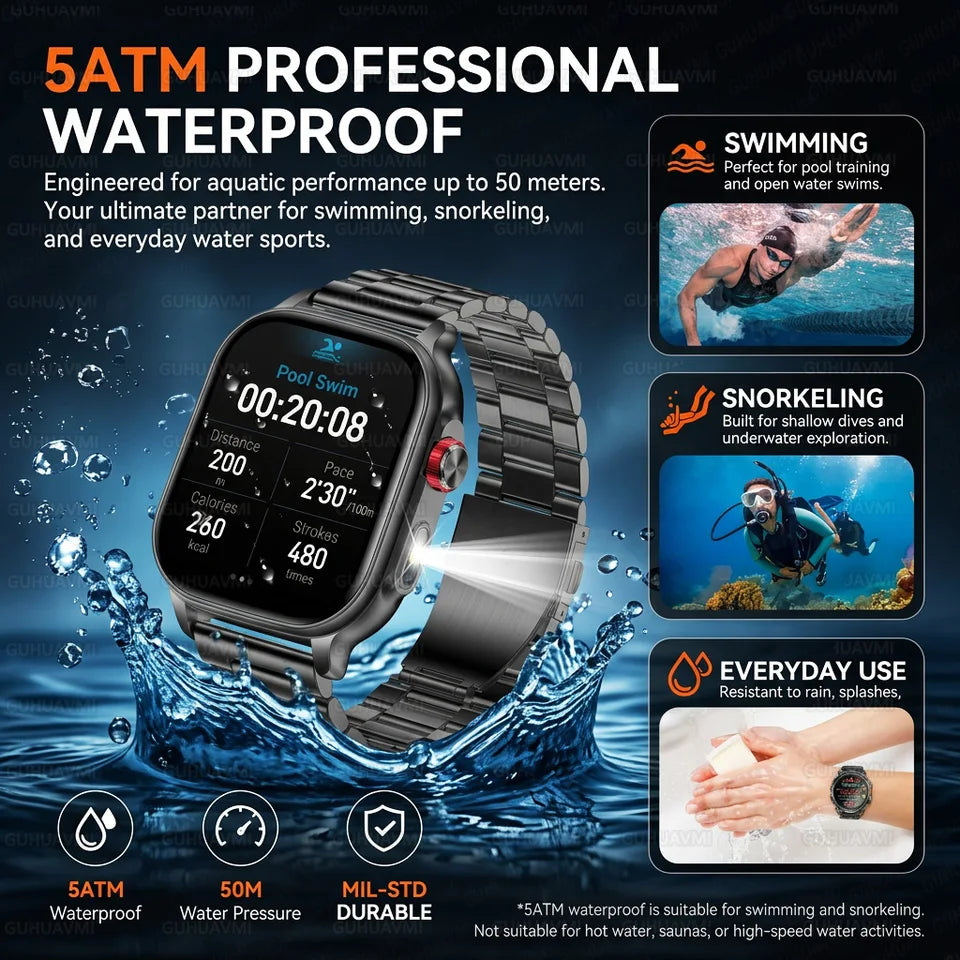 Rugged AMOLED Smart Watch With GPS, Flashlight & Calls