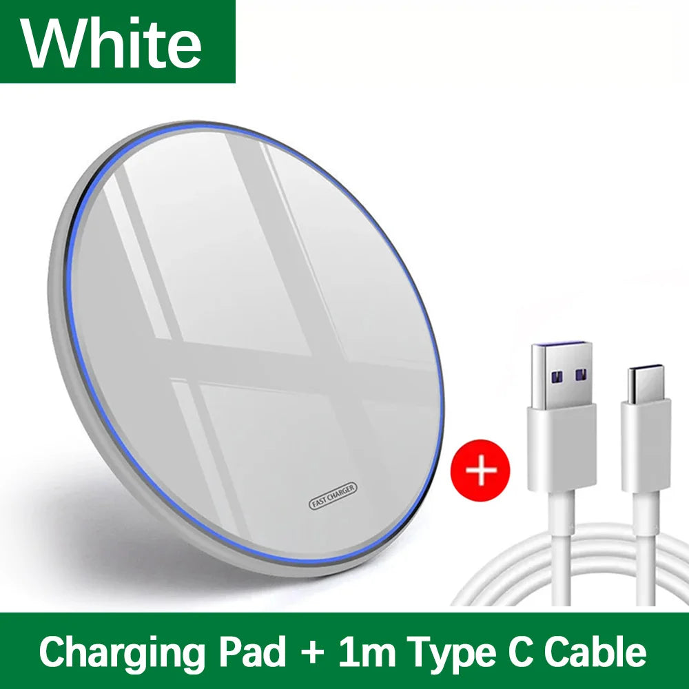 White with cable Color 30W Wireless Charging Pad – Slim Fast Charge Dock