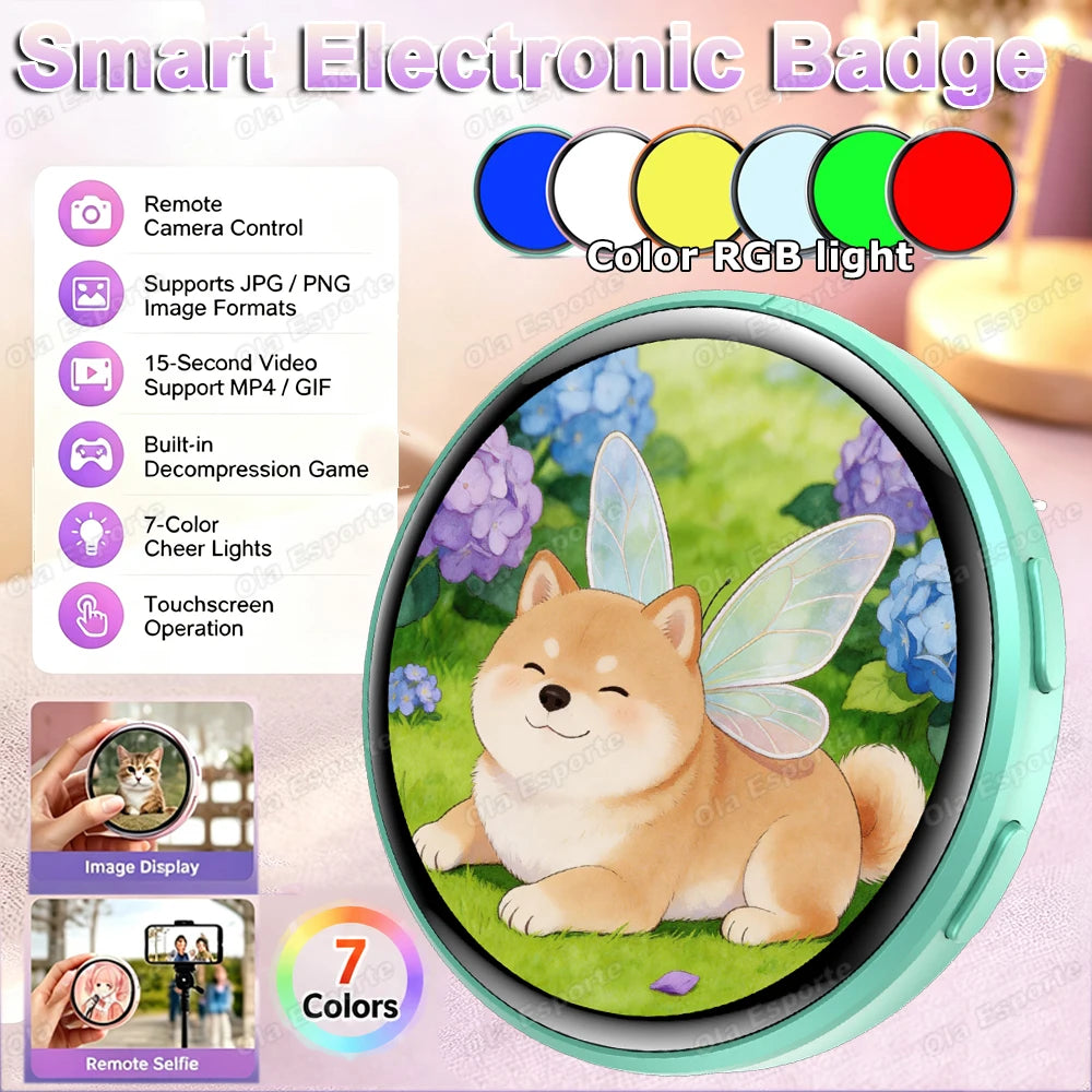 Green Color Bluetooth Digital Anime Badge – Dynamic Display Pin