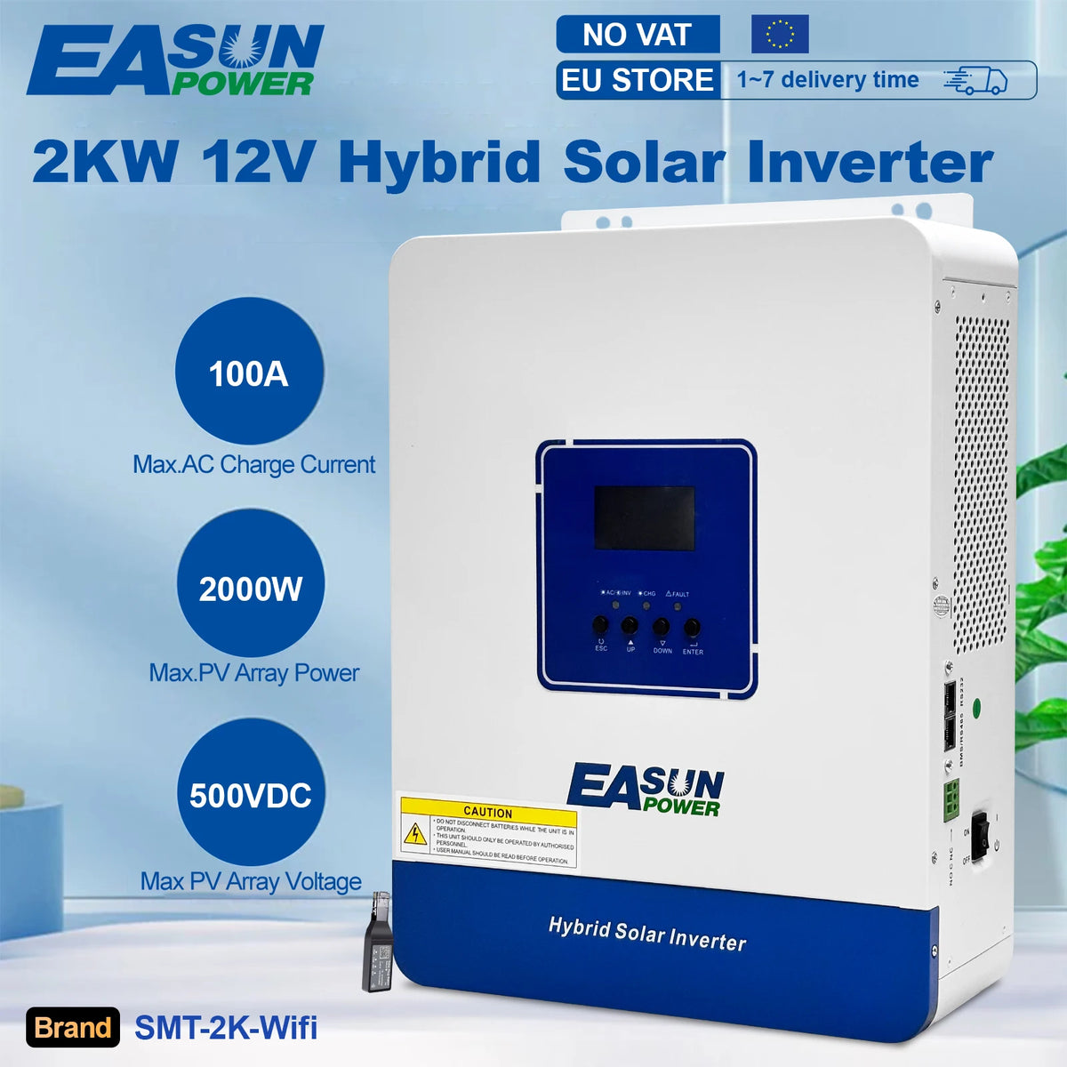 SMT-2KW-WIFI Color Hybrid MPPT Solar Inverter Charger 3.6KW Pure Sine Wave