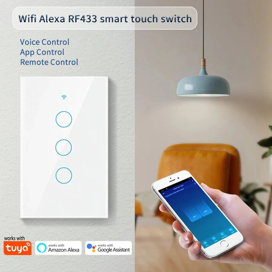 WiFi Smart Touch Wall Light Switch – No Neutral, App Control