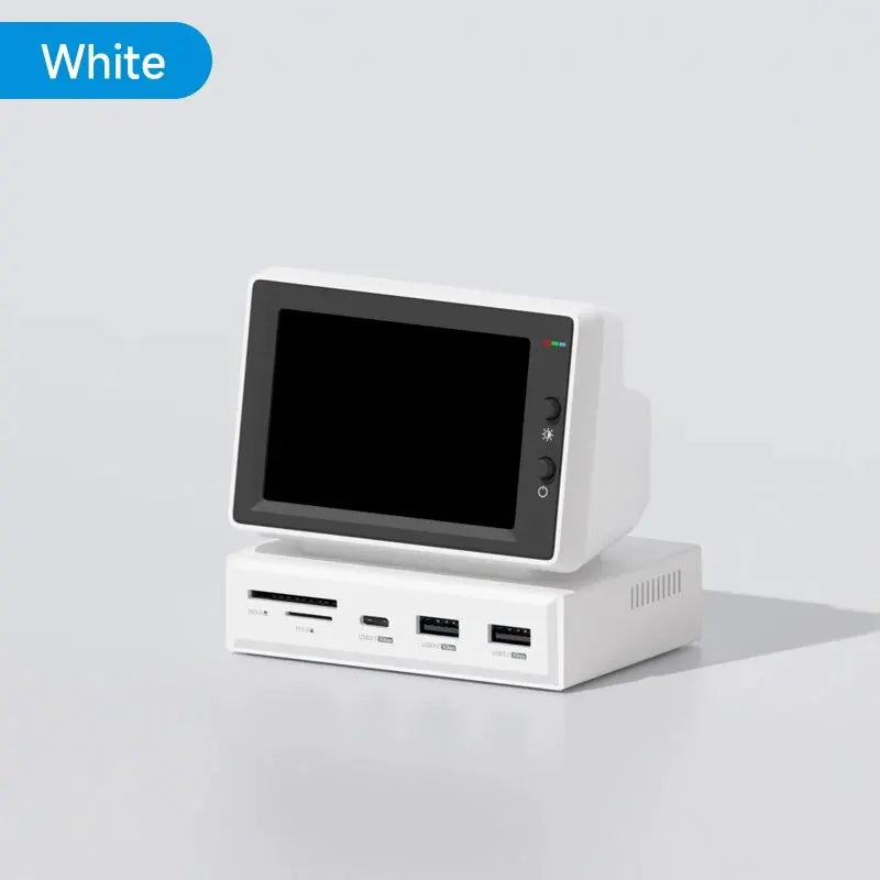 White Color 3.5 Inch IPS Mini PC Performance Monitor with USB-C Hub
