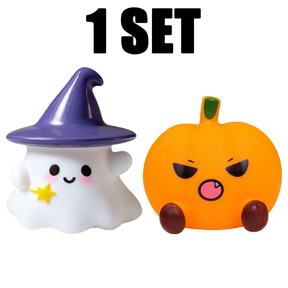 1 SET Color Halloween Ghost Pumpkin Silicone LED Night Light Decor