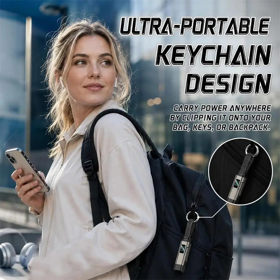 65W 4-in-1 Keychain Charging Cable With Power Display
