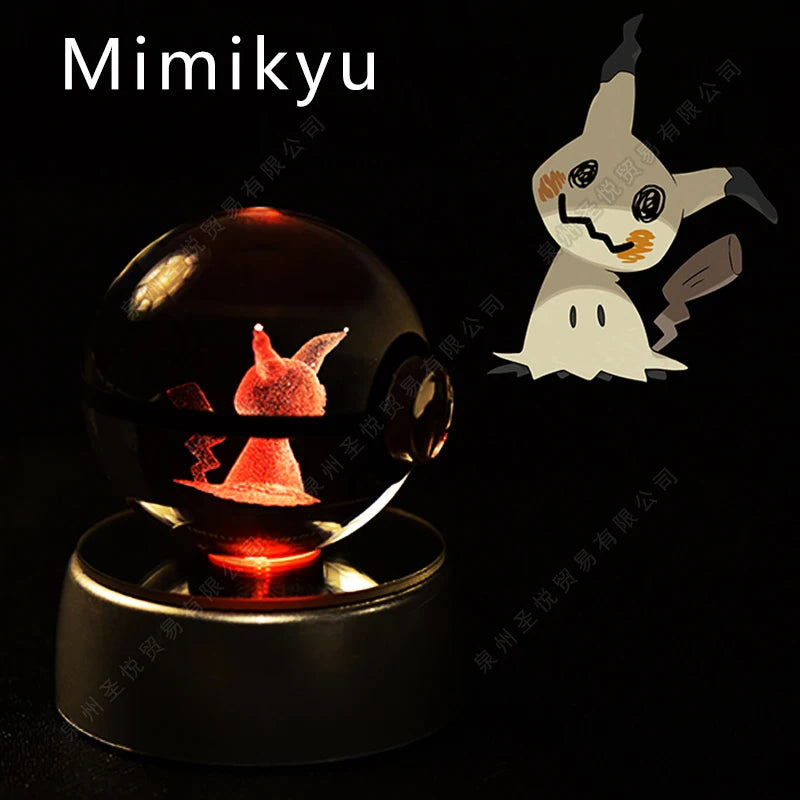 22 Mimikyu Emitting Color 3D Crystal Pokeball LED Night Light – Gift Statue