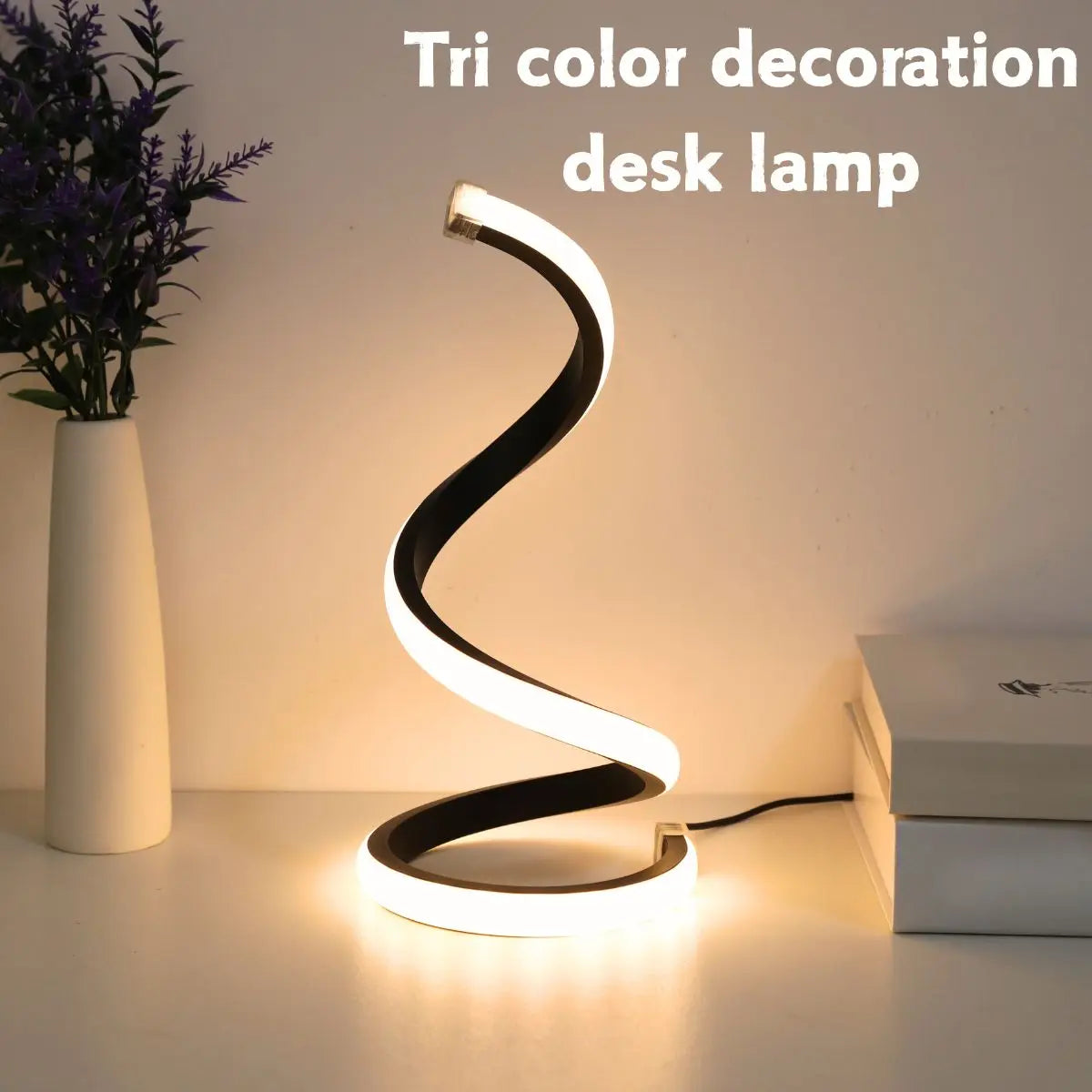 LED Spiral Desk Lamp With 3-Color Dimming USB Power