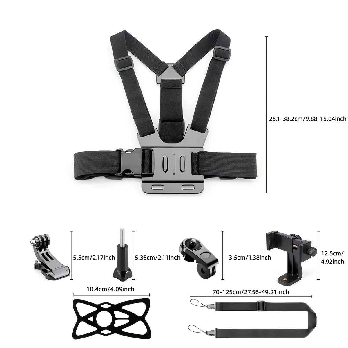 Adjustable Chest Mount Harness For Action Cameras & Phones