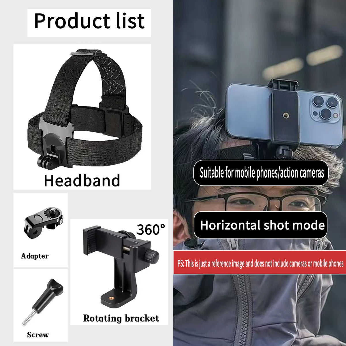 Headband 4in1 Color Adjustable Chest Mount Harness For Action Cameras & Phones