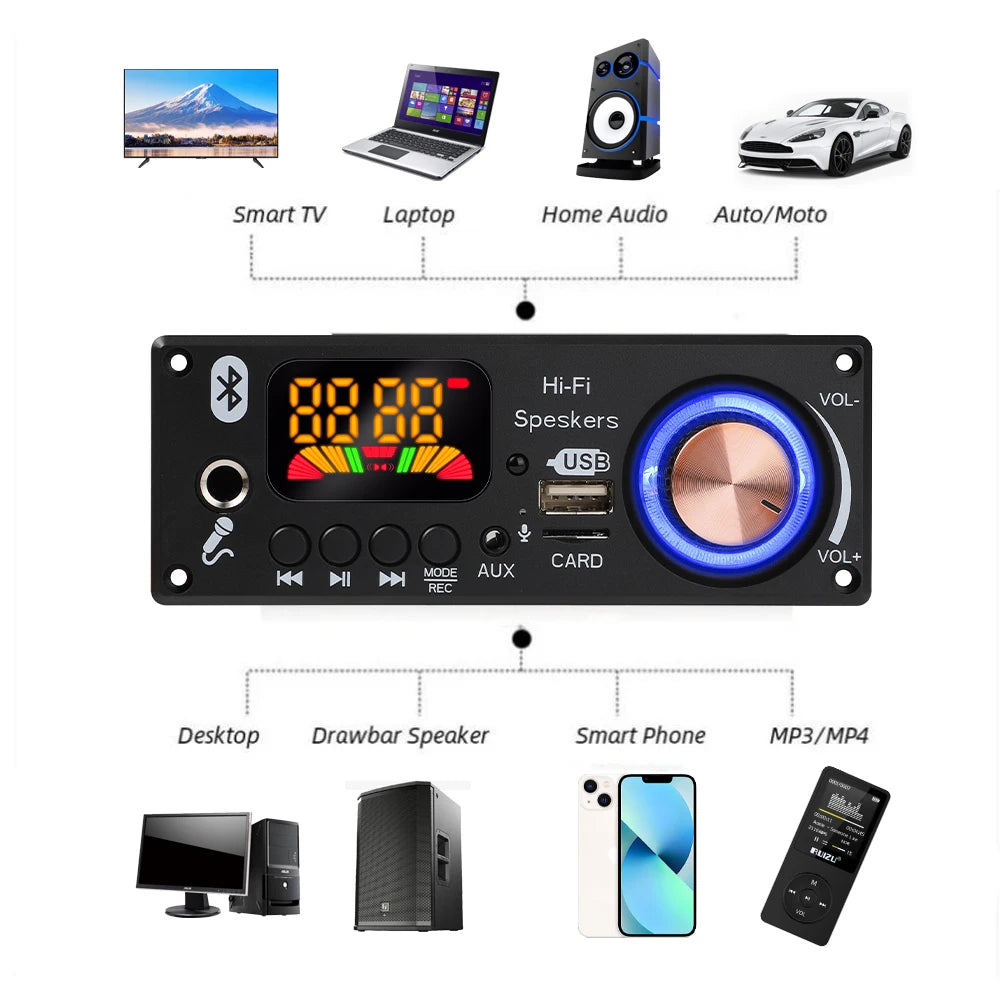 Bluetooth MP3 Decoder Board 12V USB TF FM Car Audio Module