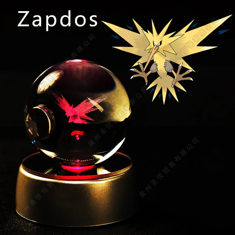 34 Zapdos Emitting Color 3D Crystal Pokeball LED Night Light – Gift Statue