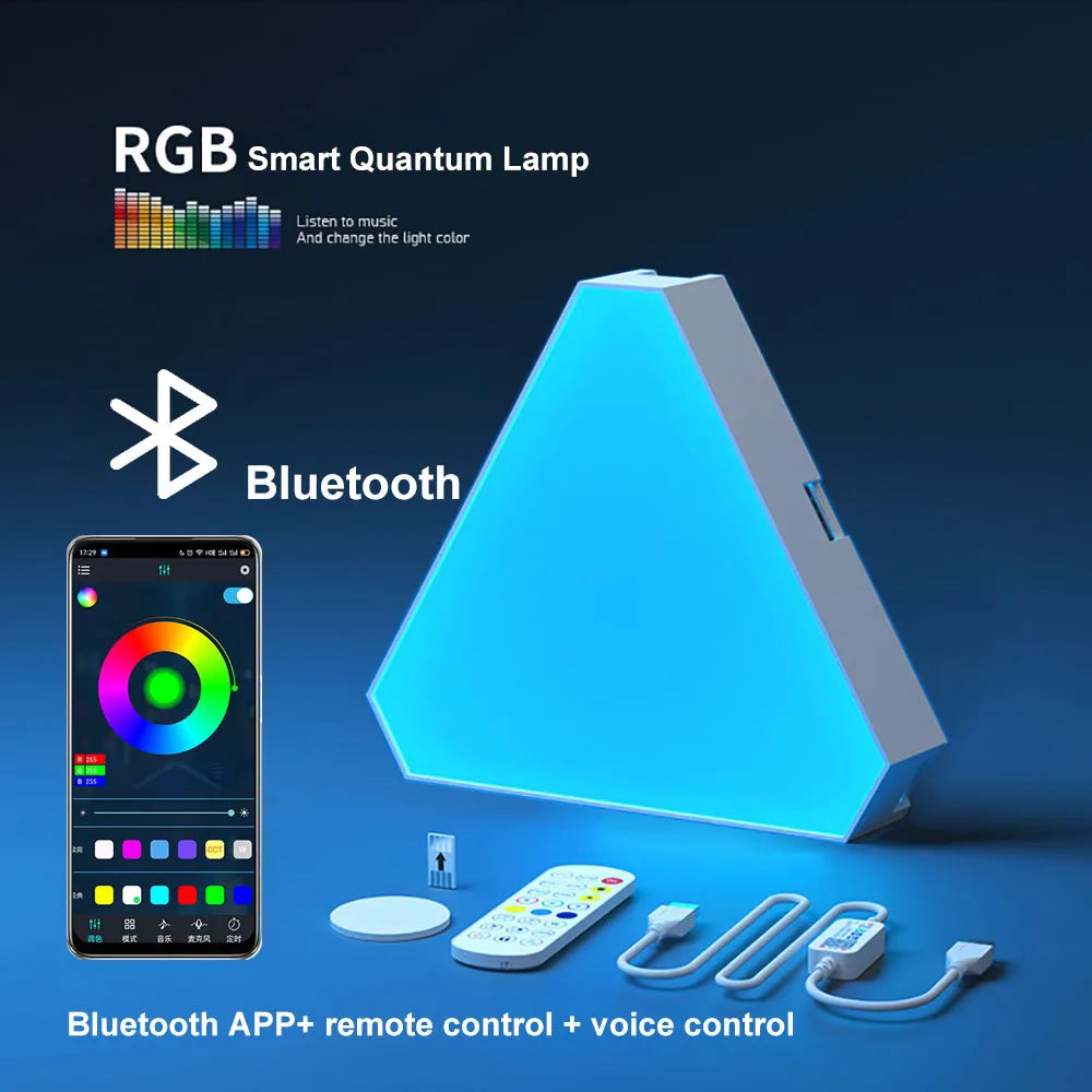 Bluetooth APP Lampshade Color RGB Triangular Wall Lamp – Smart Rhythm LED Light