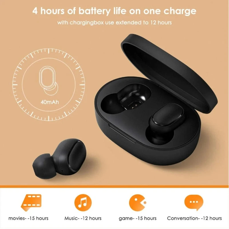 TWS Bluetooth Earbuds with Mic – Noise Cancelling