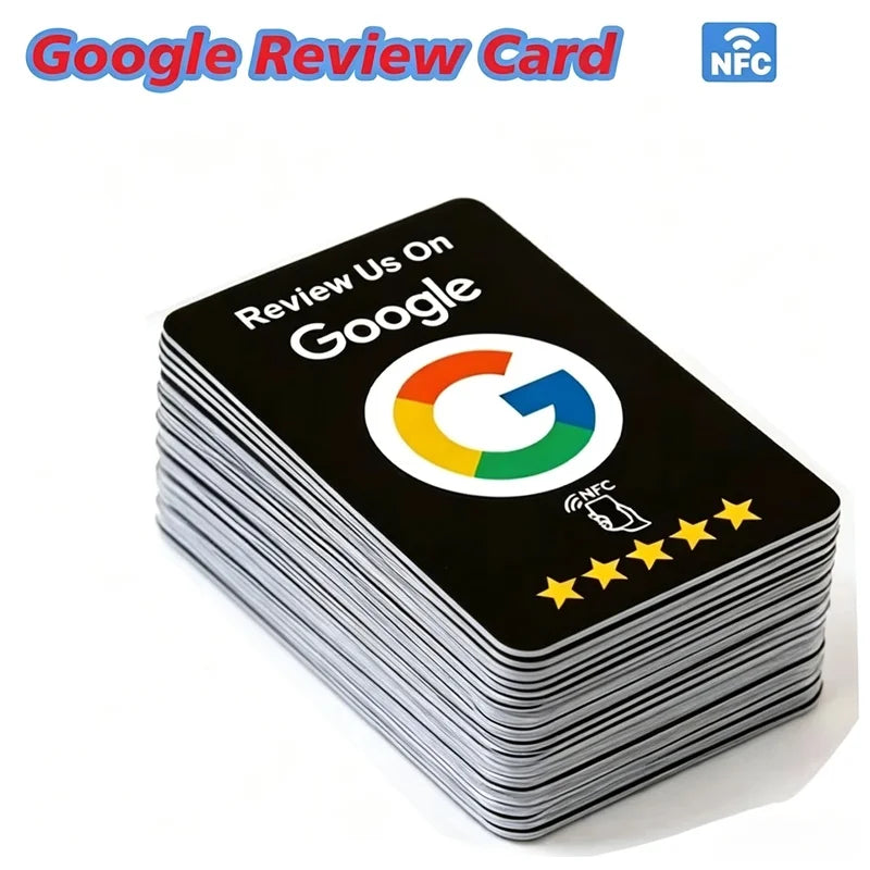Black NFC Review Tap Cards – Matte NTAG215, Reusable