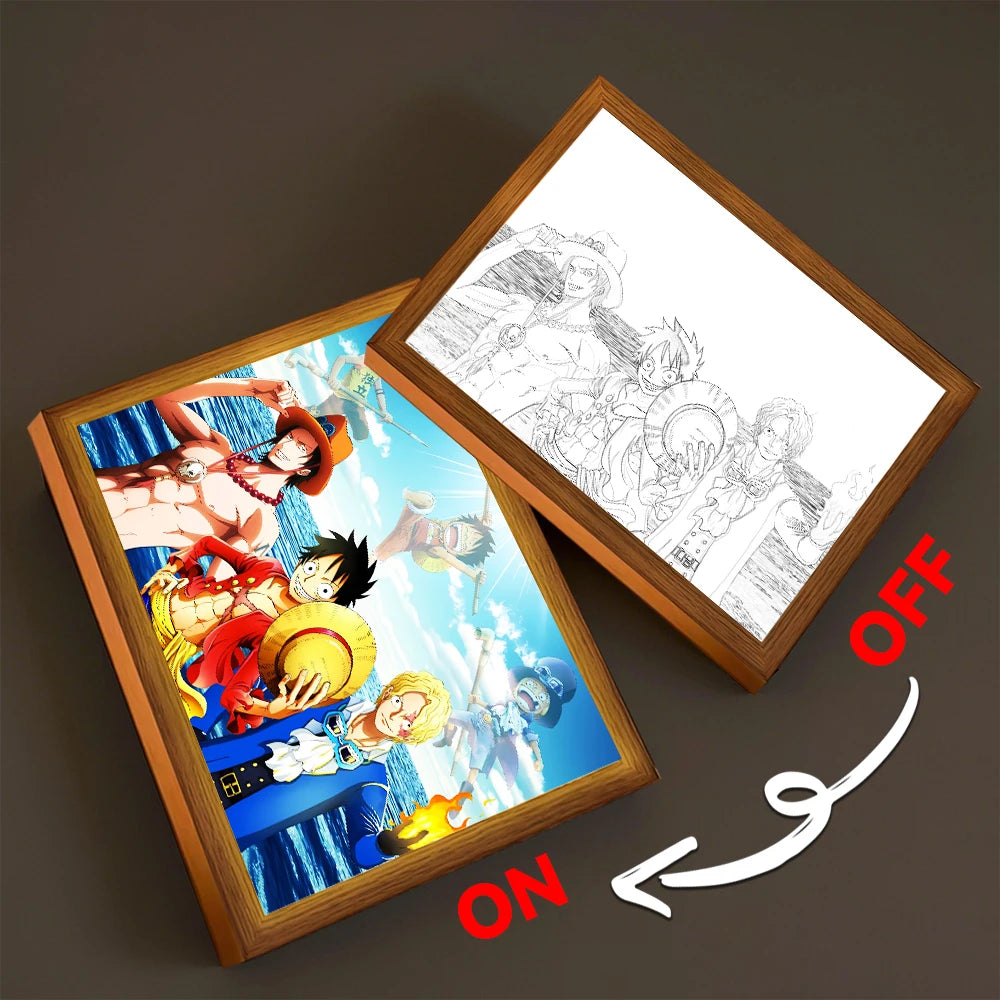 One 08 Emitting Color Anime LED Night Light Photo Frame – One Piece Design