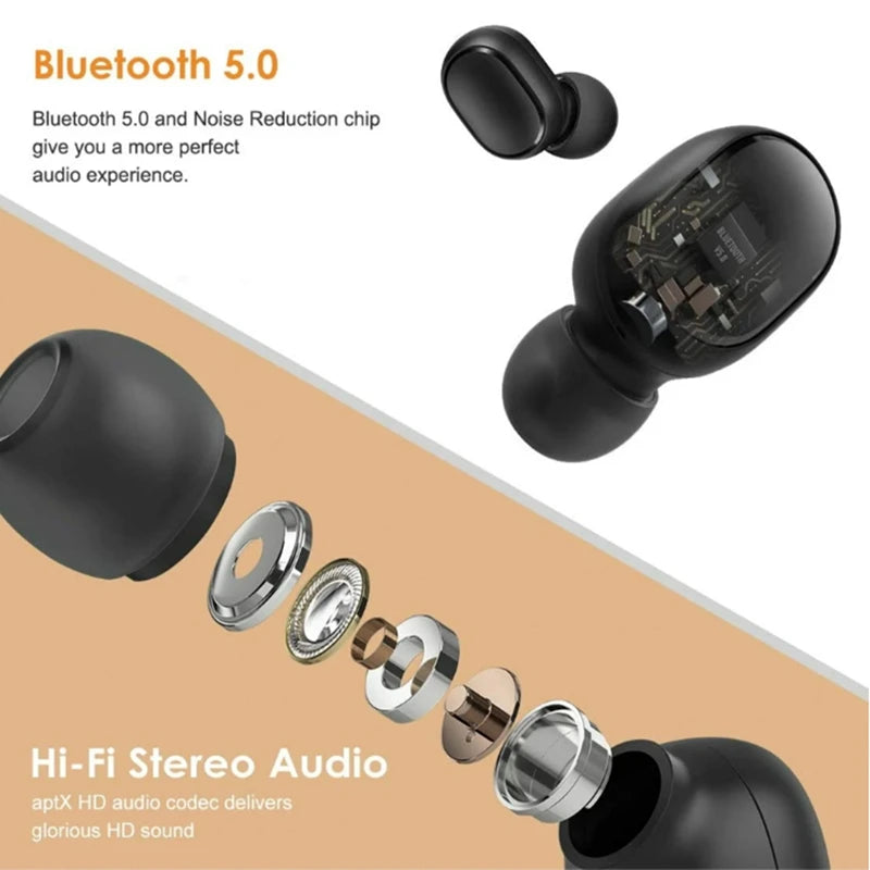 TWS Bluetooth Earbuds with Mic – Noise Cancelling