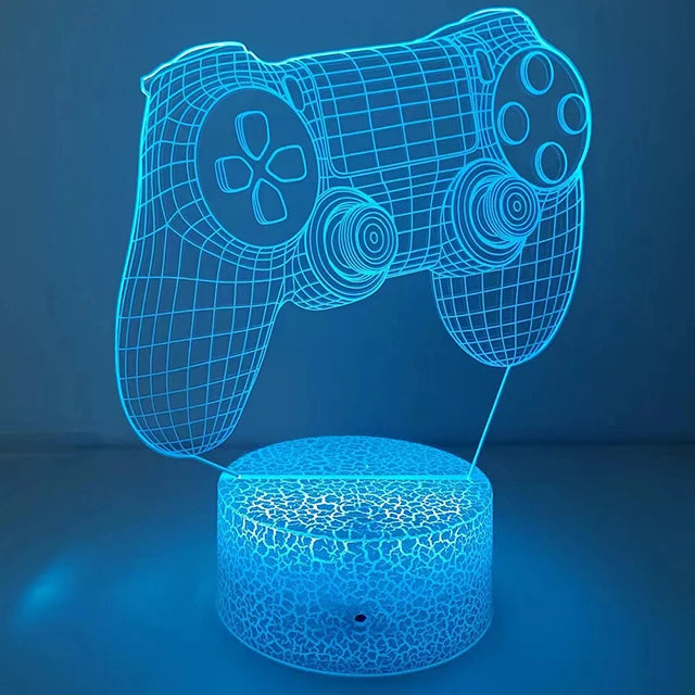 Cold White Emitting Color 3D Gaming Night Light Lamp – Multicolor LED Game Decor