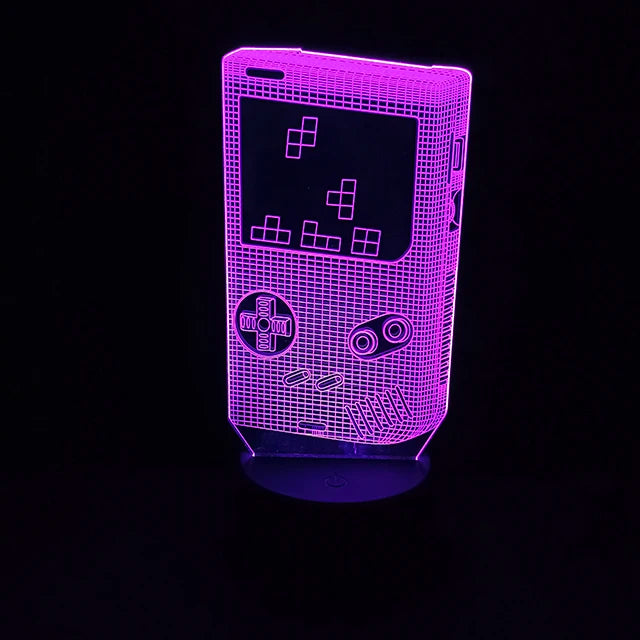LIGHT GRAY Emitting Color 3D Gaming Night Light Lamp – Multicolor LED Game Decor