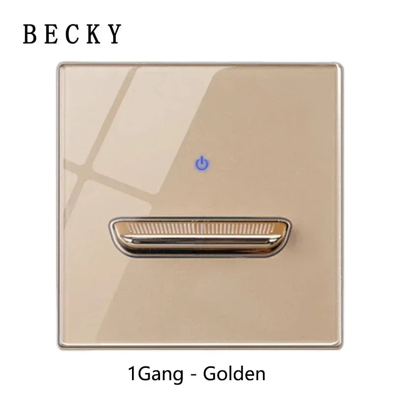 1Gang - Golden Color Retro Glass Panel Toggle Light Switch with LED Indicator