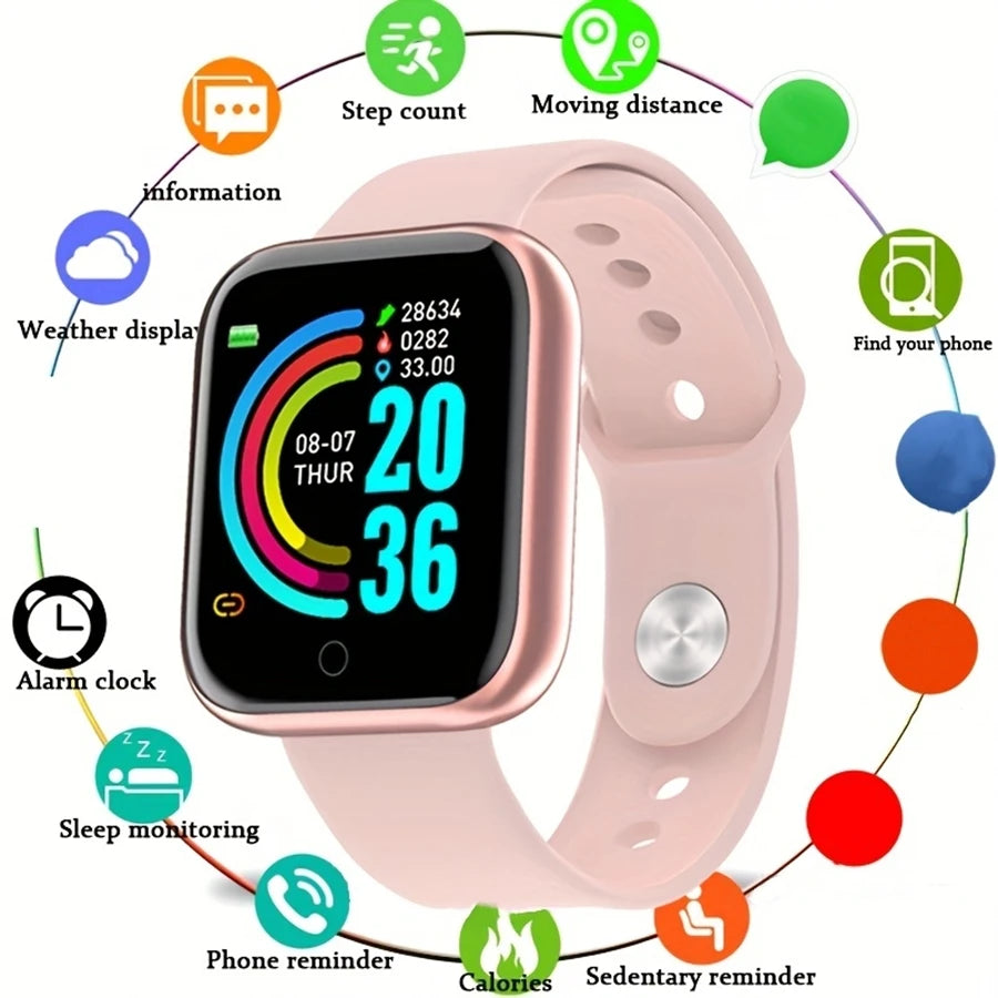 Y68 Pink Color Unisex Fitness Smart Watch – Heart Rate & Message Alerts
