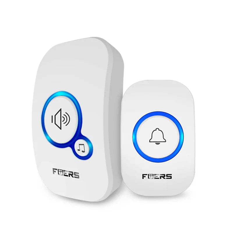 White KIT1 Color Wireless Doorbell Chime – Waterproof, 32 Melodies & Alarm