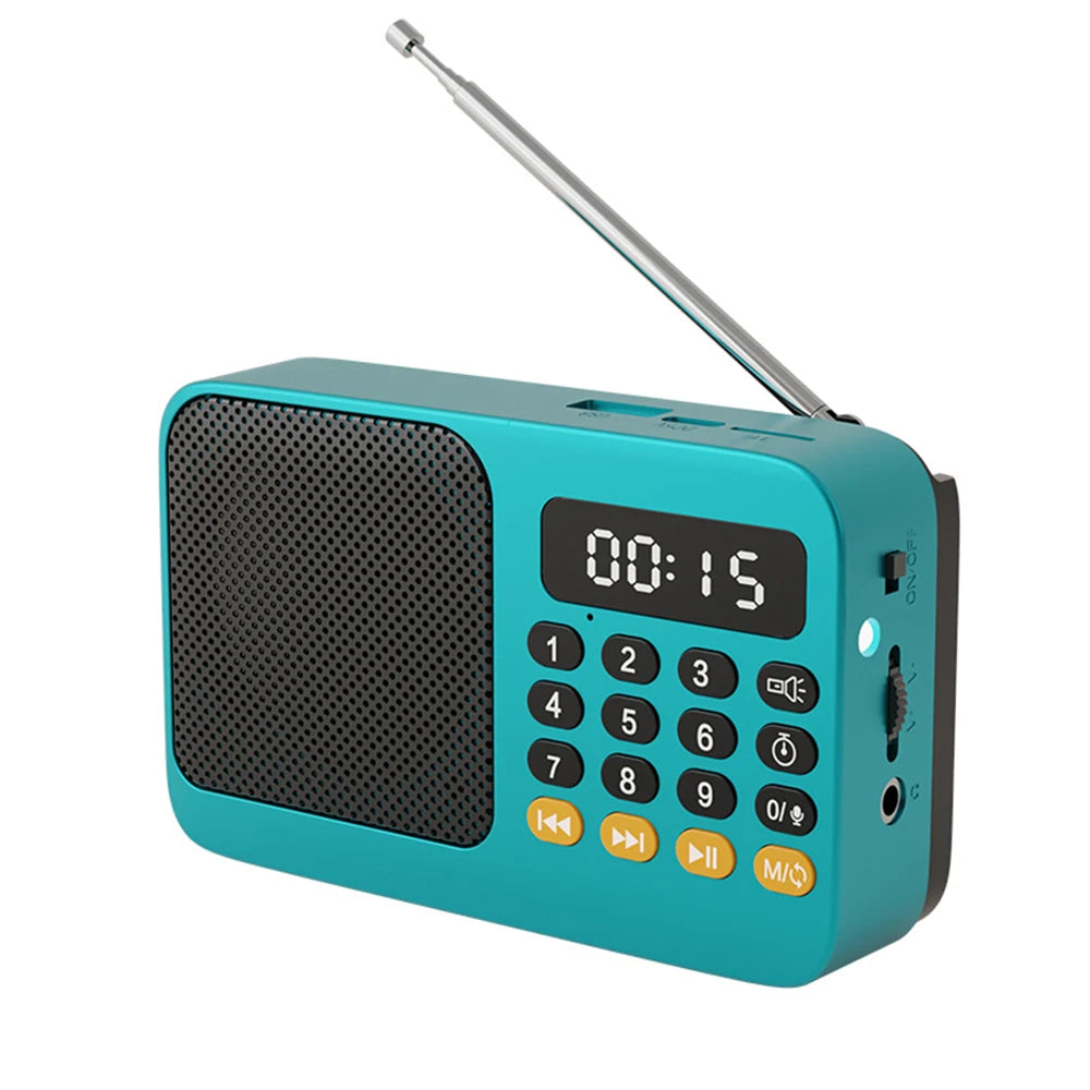 Blue Color Portable FM Radio Speaker With Bluetooth And Flashlight