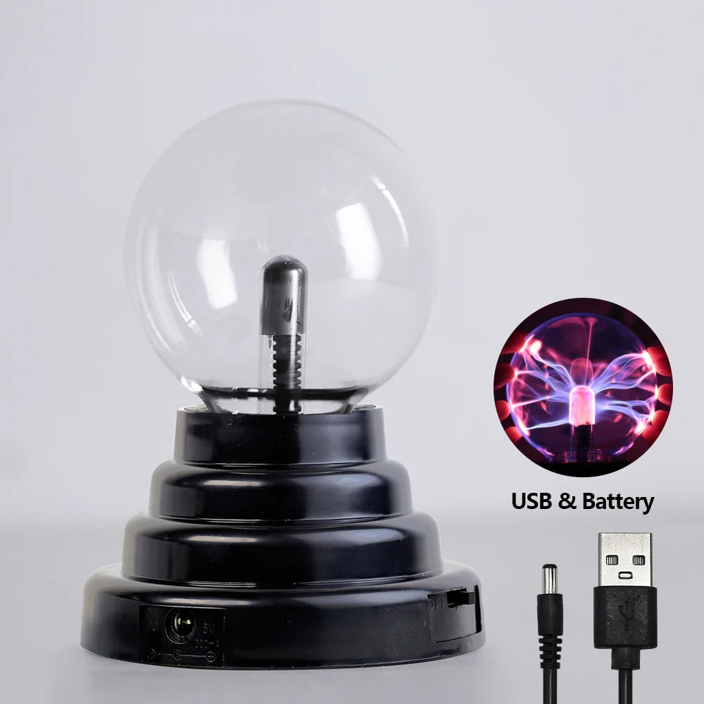 Glass Plasma Ball Lamp LED Electric Touch Light