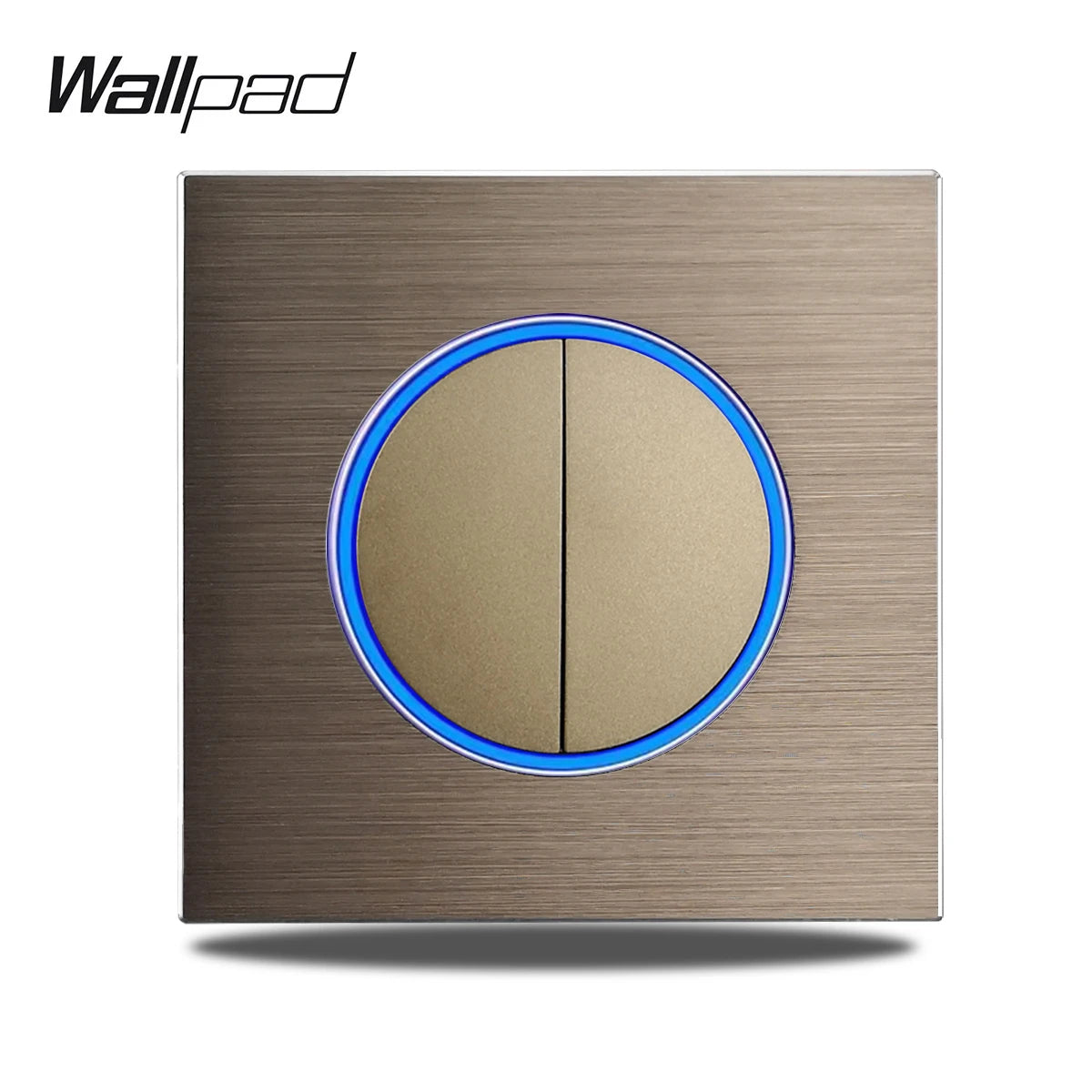 Brown 2 Gang Color Aluminum Wall Light Switch With Round LED Push Button