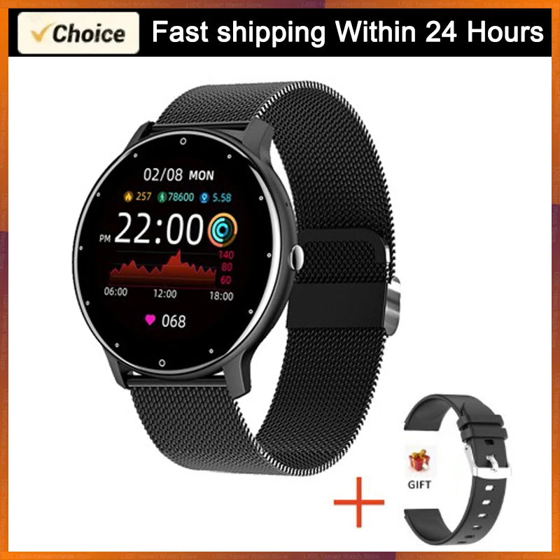 Mesh Black Color Waterproof Smart Watch With Heart Rate & Fitness Tracking
