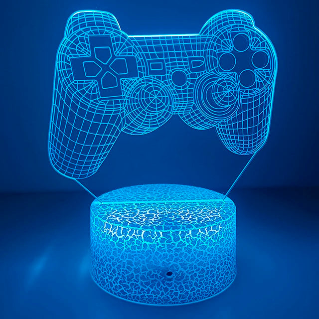 YELLOW Emitting Color 3D Gaming Night Light Lamp – Multicolor LED Game Decor
