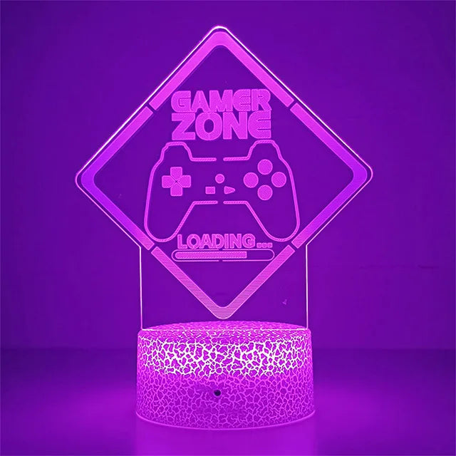 dark blue Emitting Color 3D Gaming Night Light Lamp – Multicolor LED Game Decor