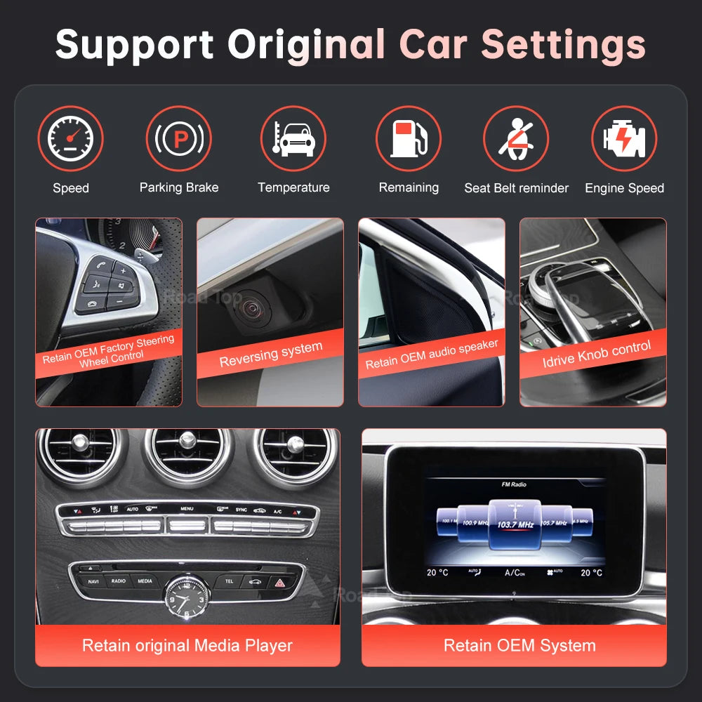 Wireless CarPlay Android Auto Screen for Mercedes C/GLC