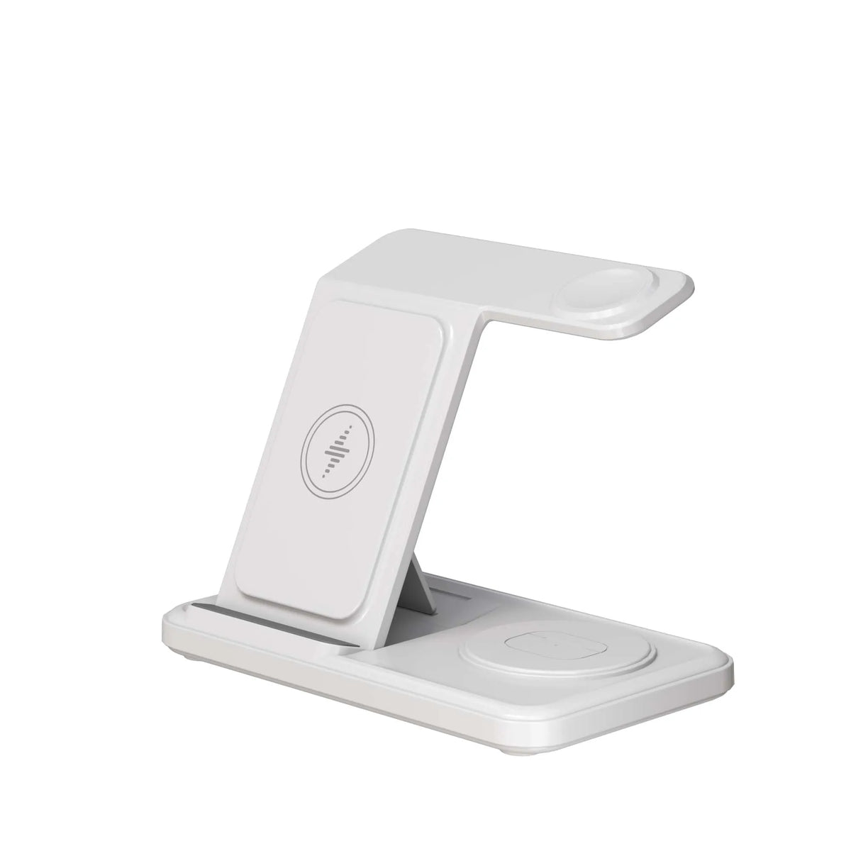 WHITE Color 3-in-1 Foldable Wireless Charging Stand for Qi Devices
