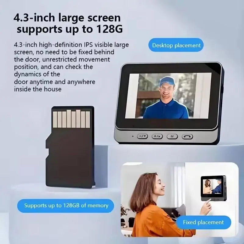 Wireless Video Doorbell Camera With 4.3" HD Screen