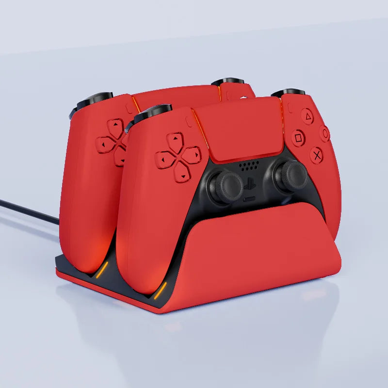 Red Color Dual Charging Dock for PS5 Controllers – Compact Stand
