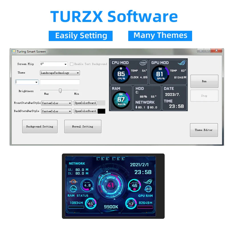 3.5" USB Type-C PC Performance Monitor Screen IPS