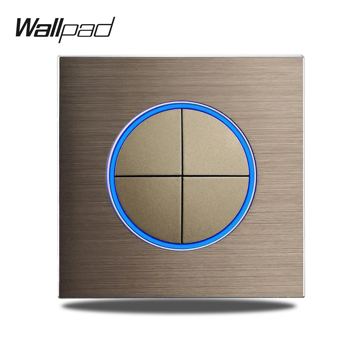 Brown 4 Gang Color Aluminum Wall Light Switch With Round LED Push Button