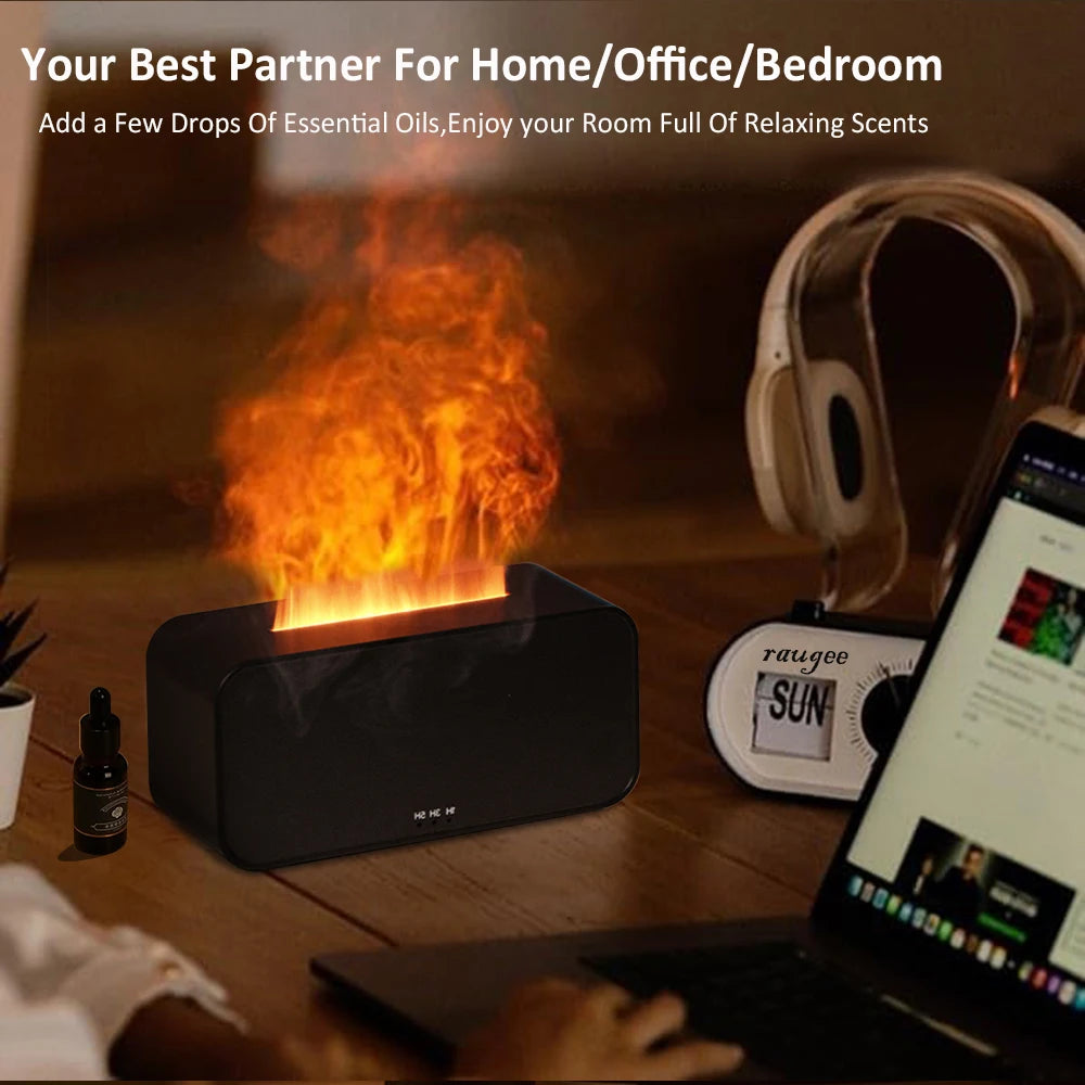 Flame Effect Aromatherapy Humidifier with LED Lights
