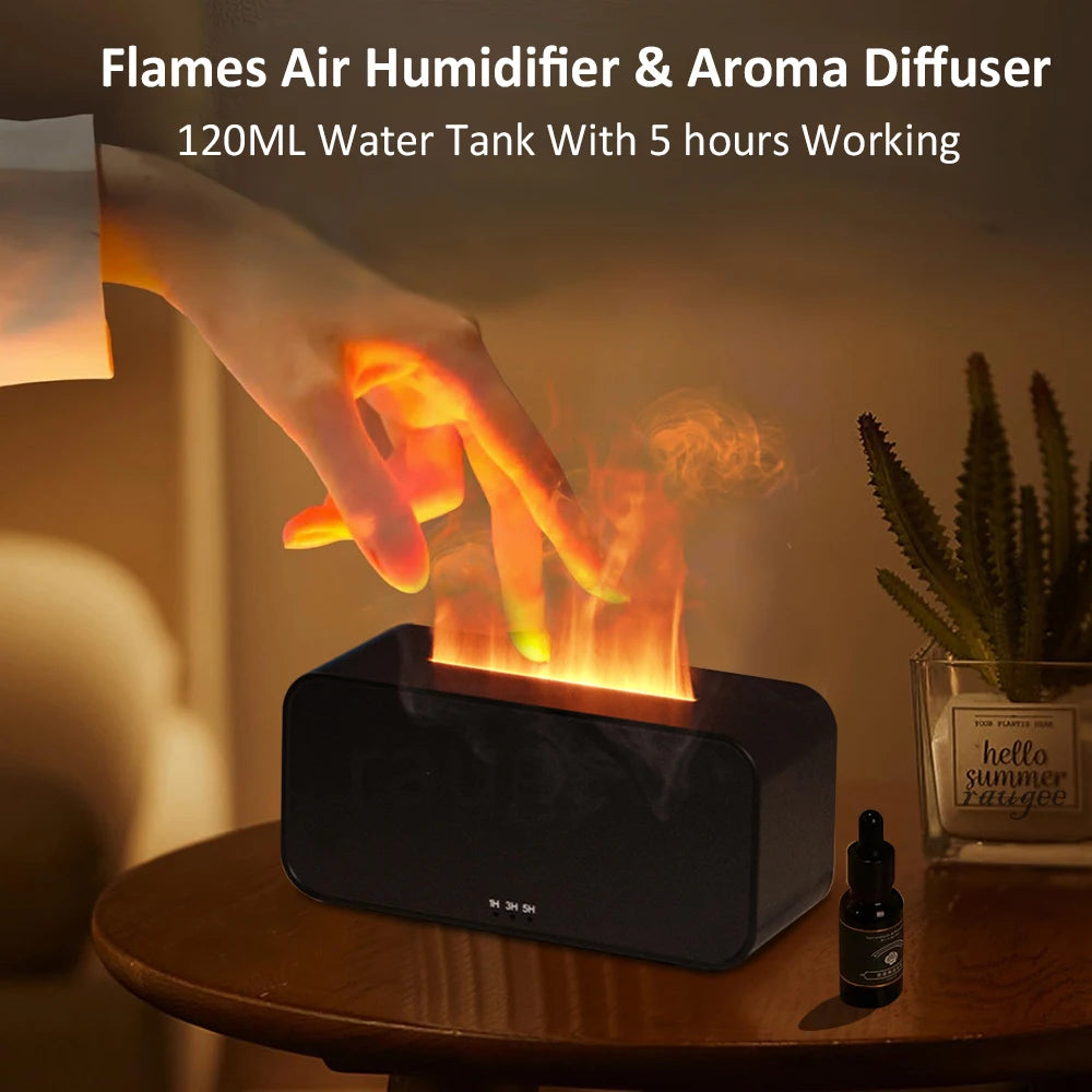 Flame Effect Aromatherapy Humidifier with LED Lights