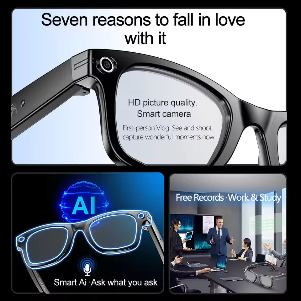 AI Smart Camera Glasses – Photo, Video & Call Control