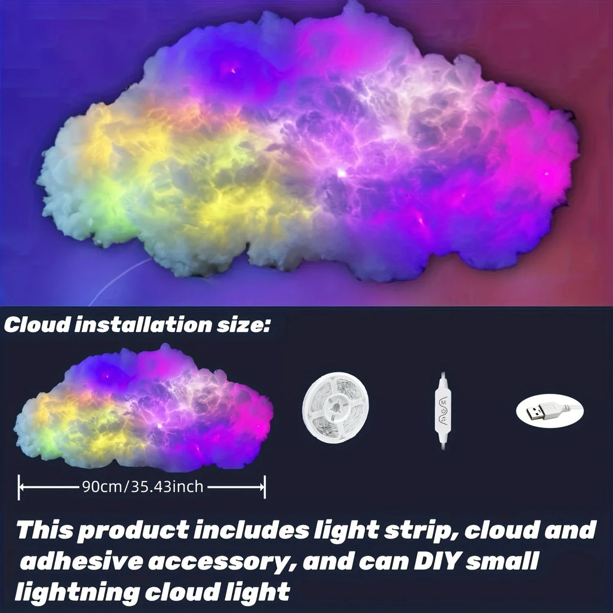 Cloud LED Strip Night Light – DIY 3D Color Atmosphere