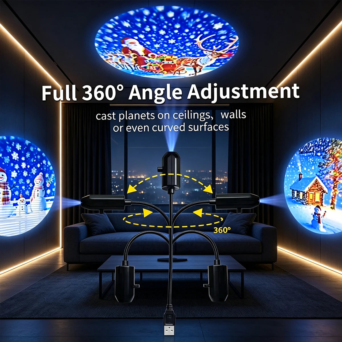 USB Christmas Projector Light – Festive LED Patterns