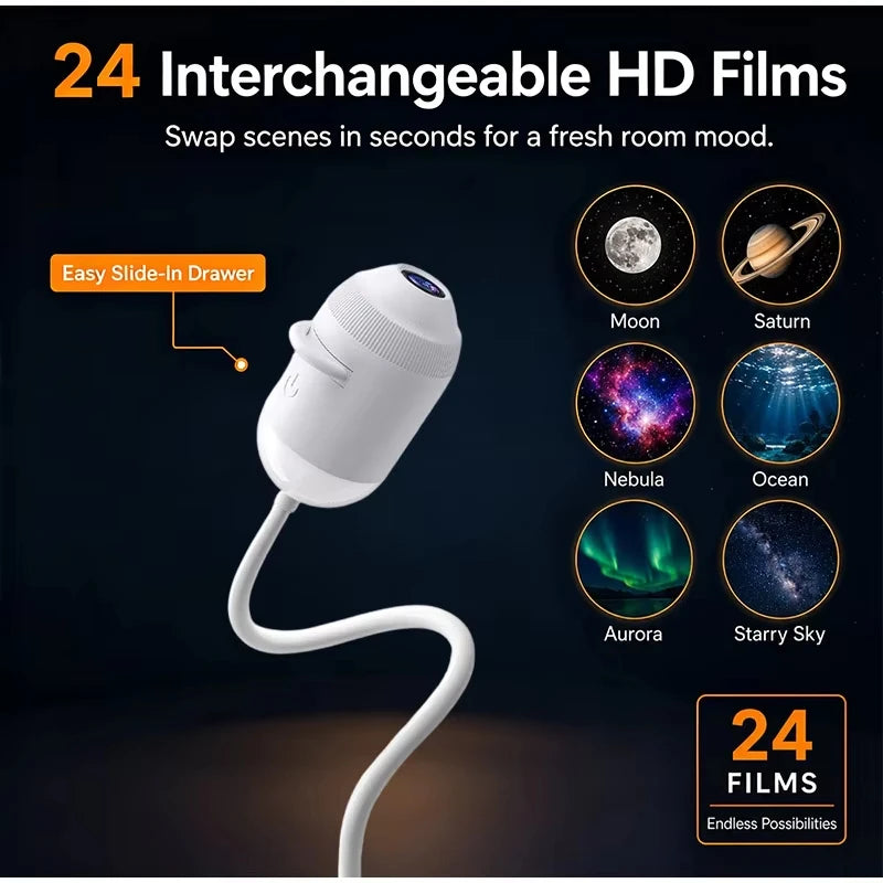 USB Galaxy Projector Night Light – 360° Adjustable Atmosphere