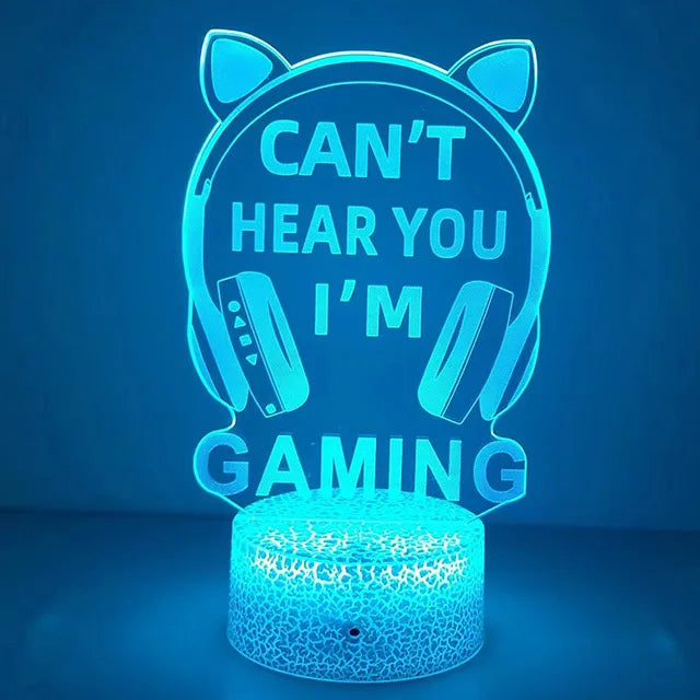 Grey white Emitting Color 3D Gaming Night Light Lamp – Multicolor LED Game Decor