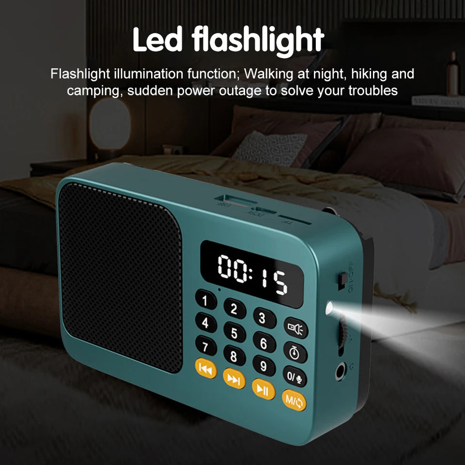 Portable FM Radio Speaker With Bluetooth And Flashlight