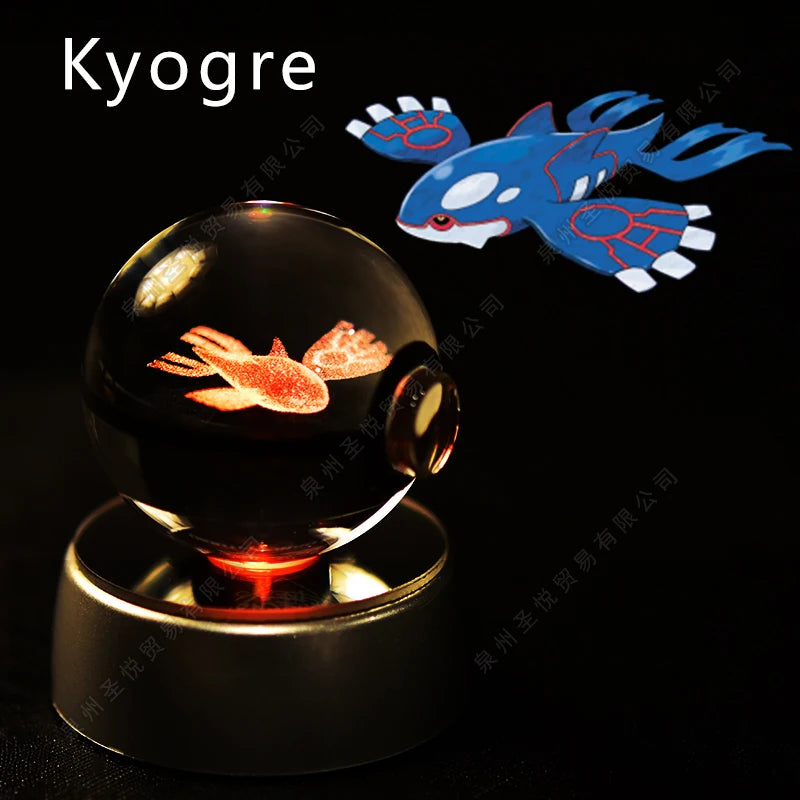 33 Kyogre Emitting Color 3D Crystal Pokeball LED Night Light – Gift Statue