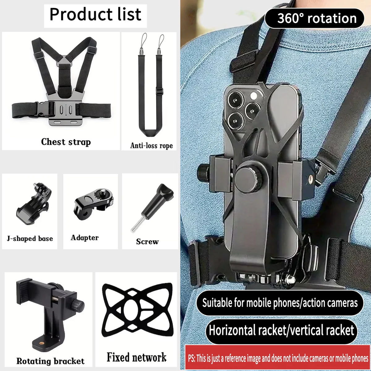 Chest strap 7in1 Color Adjustable Chest Mount Harness For Action Cameras & Phones