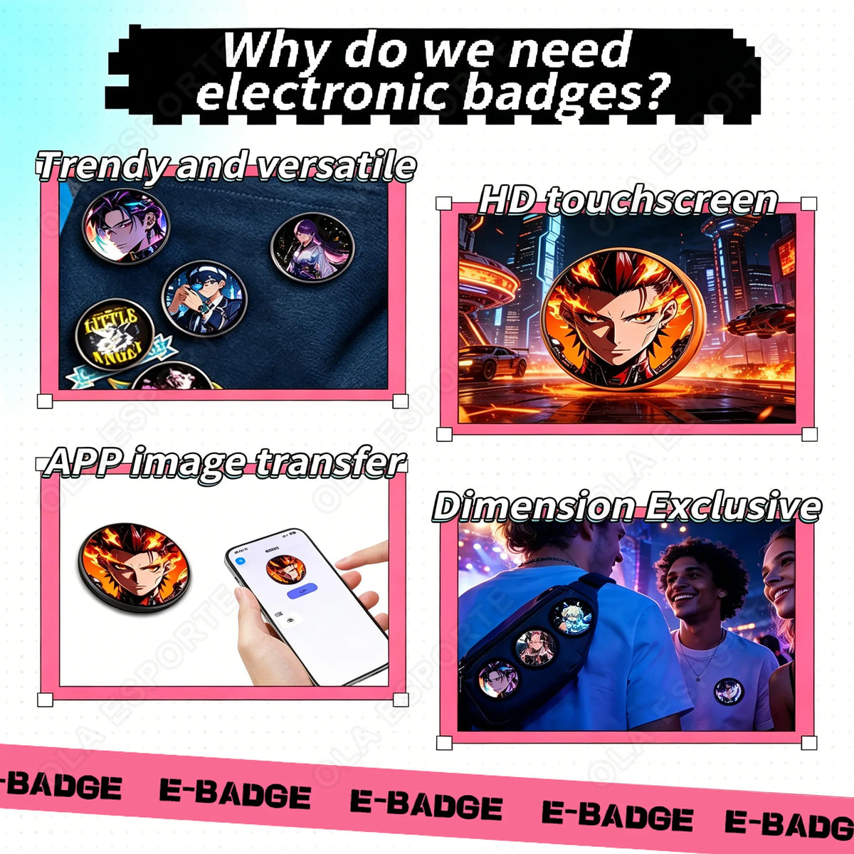 Bluetooth Digital Anime Badge – Dynamic Display Pin