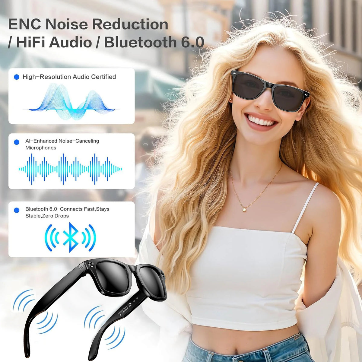 AI Smart Camera Glasses – Photo, Video & Call Control