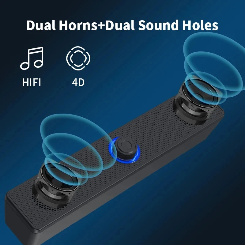 Bluetooth Computer Soundbar Speaker – 3D Stereo Bass