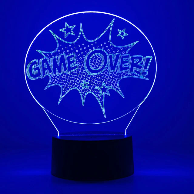 PURPLE Emitting Color 3D Gaming Night Light Lamp – Multicolor LED Game Decor